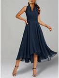 Two Piece A-Line Wedding Guest Dresses Elegant Dress Cocktail Party Tea Length 3/4 Length Sleeve V Neck Convertible Chiffon with Shawl