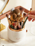Makeup Brush Holder Organizer Smooth Rotating Dustproof Makeup Brush Holder with Lid Cosmetic Brushes Holder for Vanity