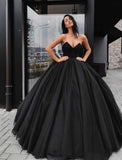 Black Wedding Dresses Formal Ball Gown Sweetheart Strapless Floor Length Satin Engagement Gothic Fall Halloween Bridal Gowns With Draping