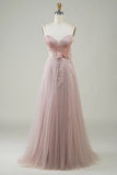 A-Line Corset Long Tulle Prom Dress with Appliques