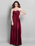 Sheath / Column Bridesmaid Dress Sweetheart Sleeveless Open Back Floor Length Stretch Satin with Beading / Side Draping / Flower