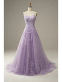 Sheath / Column Prom Dresses Elegant Dress Formal Prom Floor Length Sleeveless Spaghetti Strap Tulle with Appliques