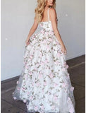 Sheath / Column Prom Dresses Floral Dress Sweet 16 Sweep / Brush Train Sleeveless Spaghetti Strap Lace with Pleats Appliques