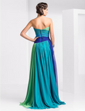 A-Line Color Block Dress Wedding Guest Sweep / Brush Train Sleeveless Sweetheart Chiffon Backless with Pleats Ruched Crystals