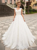 A-Line Wedding Dresses V Neck  Lace Tulle Strapless Country