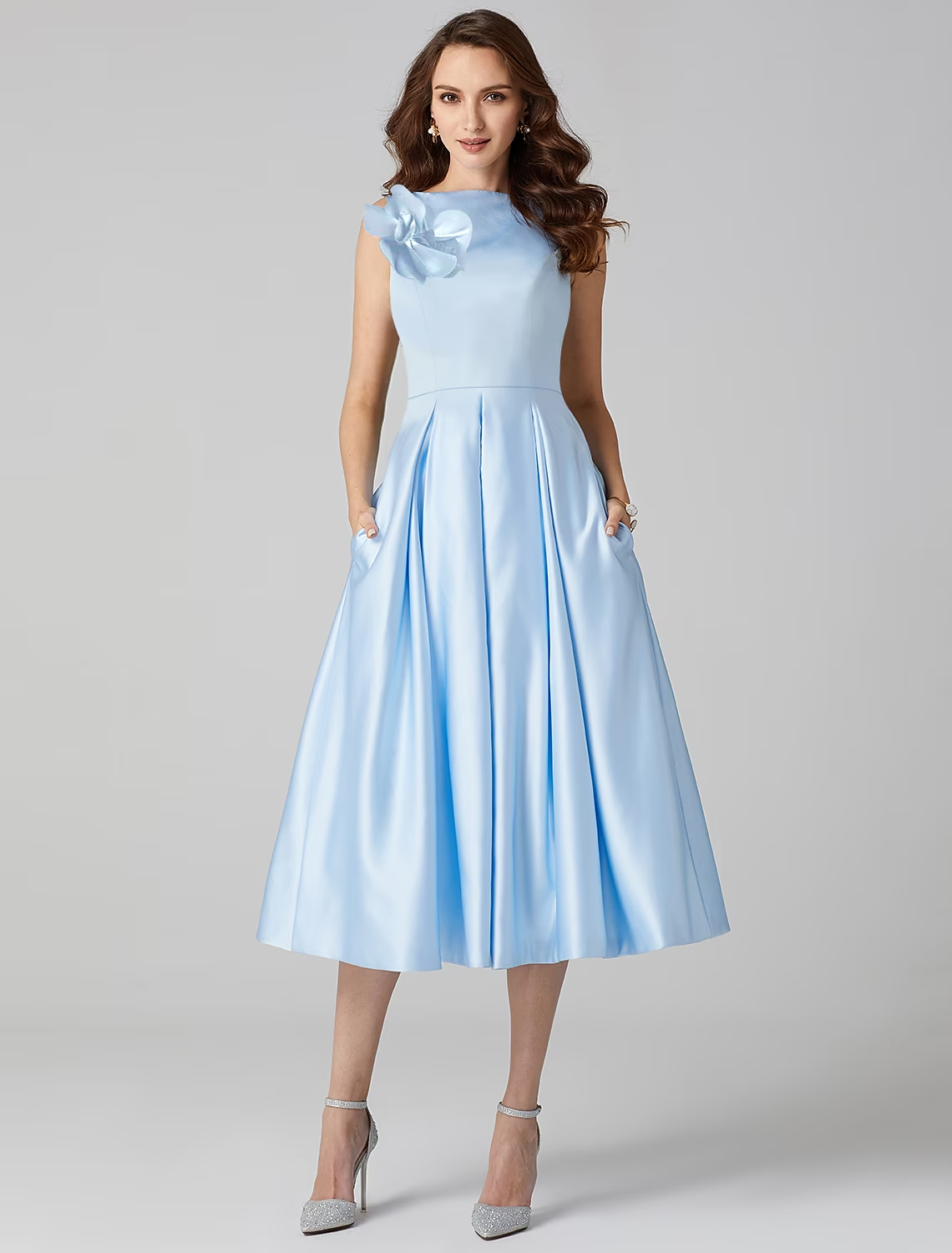 A-Line Cocktail Dresses Party Dress Formal Tea Length Sleeveless Jewel