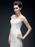 Wedding Dresses Sweetheart Neckline Off Shoulder  Organza Satin Short Sleeve