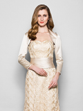 Mother of the Bride Dress Wrap Included Sweetheart Neckline Floor Length Lace Satin 3/4 Length Sleeve with Sash  Ribbon Ruched