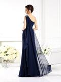 One-Shoulder Sleeveless Long Chiffon Mother of the Bride Dresses