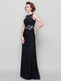 Mother of the Bride Dress Cowl Neck Floor Length Georgette Sleeveless with Sash  Ribbon Beading Appliques