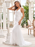 Wedding Dresses V Neck  Lace Tulle Sleeveless Romantic with Lace
