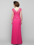 Mother of the Bride Dress Furcal V Neck Floor Length Chiffon Lace Sleeveless with Lace Ruched
