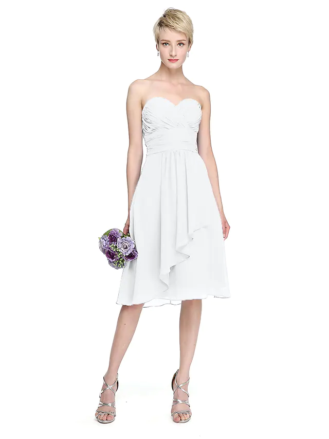 A-Line Sweetheart Bowknot Zipper Back Lace Knee-Length Bridesmaid Dress main image 0