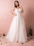 A-Line Wedding Dresses V Neck Court Train Satin Tulle Half Sleeve Formal Plus Size with Appliques