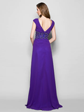 A-Line Mother of the Bride Dress Furcal Scoop Neck  Satin Georgette Sleeveless with Crystals Beading Appliques