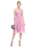 A-Line Sweetheart Neckline Knee Length Chiffon Bridesmaid Dress with Criss Cross  Ruched  Draping  Open Back