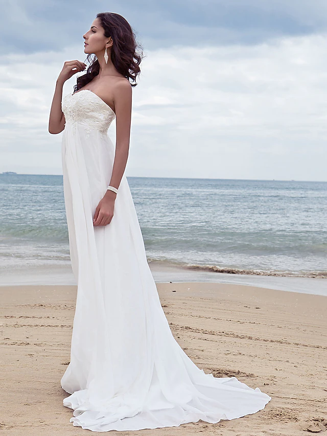 A-line Sweethart Neck Dress with Train Coral