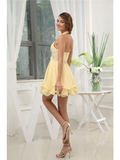 A-Line Elegant Party Wear Wedding Guest Cocktail Party Dress Halter Neck Sleeveless Short  Mini Chiffon with Beading Tier