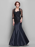 Mother of the Bride Dress Wrap Included Sweetheart Neckline Floor Length Taffeta Tulle  Length Sleeve with Lace Ruched Beading