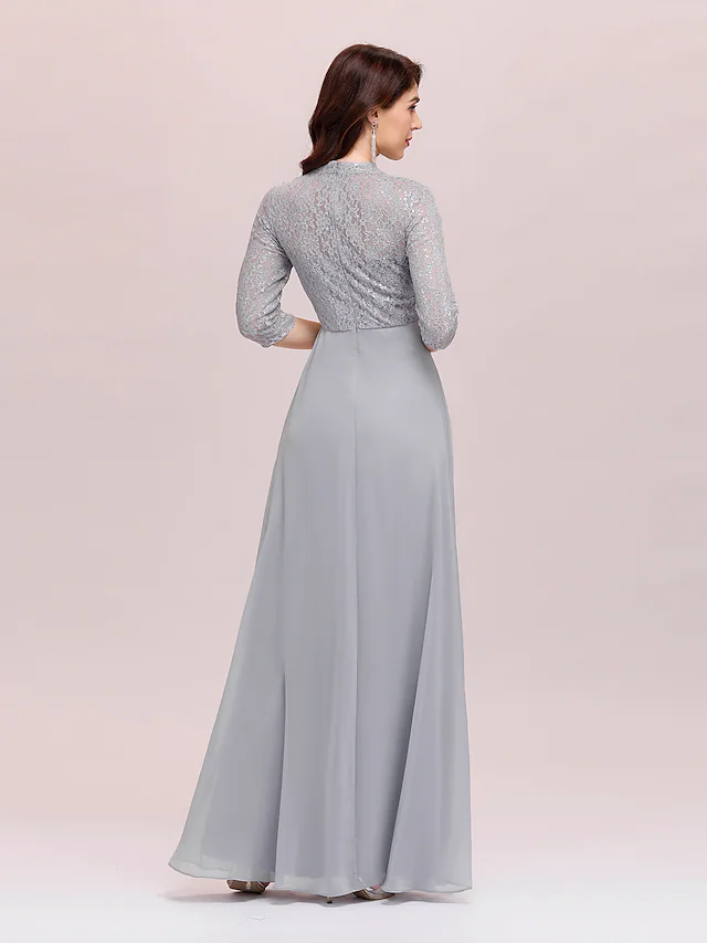 A-Line Mother of the Bride Dress Plus Size Elegant Jewel Neck Floor Le ...