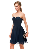 A-Line Minimalist Sexy Engagement Cocktail Party Dress Strapless Sleeveless Knee Length Stretch Fabric with Sleek
