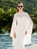 Wedding Dresses Jewel NeckLace Georgette Long Sleeve Beach Illusion Detail Backless with Lace