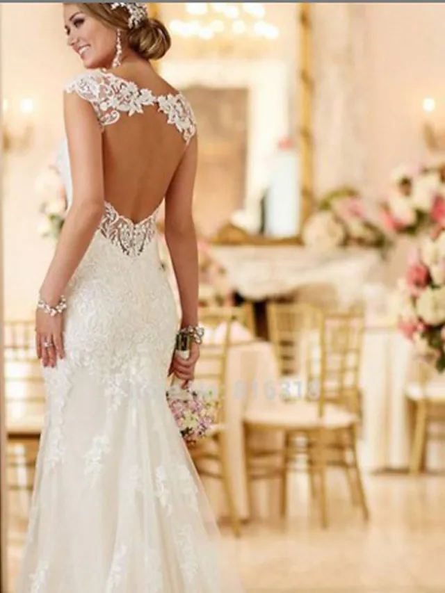 Wedding Dresses V Neck  Lace Spaghetti Strap Mordern Sexy Backless with