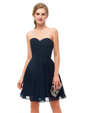 A-Line Minimalist Sexy Engagement Cocktail Party Dress Strapless Sleeveless Knee Length Stretch Fabric with Sleek