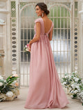 A-Line Princess Chiffon Ruffles V-neck Sleeveless  Bridesmaid Dresses