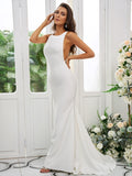 Stretch Crepe Ruffles Square Sleeveless  Bridesmaid Dresses