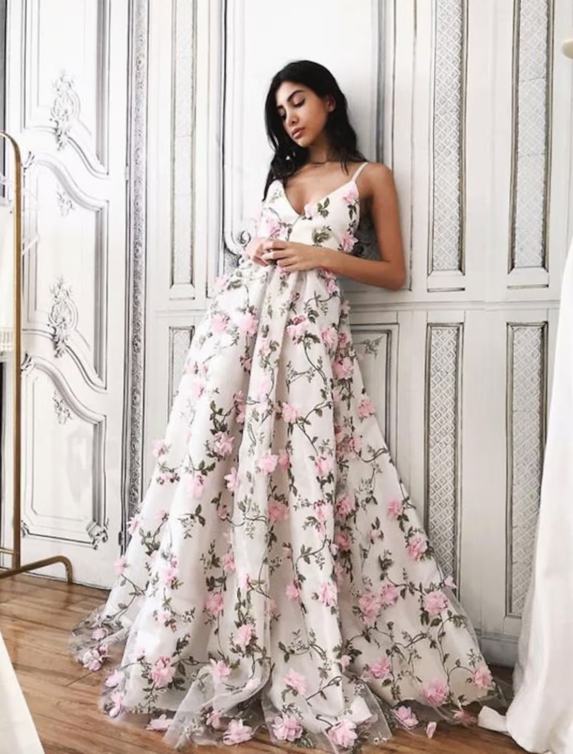 Floral print top formal dresses