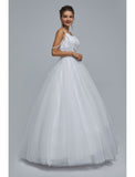 Ball Gown Prom Dresses Sparkle & Shine Dress Graduation Floor Length Sleeveless Spaghetti Strap Tulle with Pearls Sequin