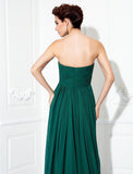 A-Line Minimalist Dress Wedding Guest Sweep / Brush Train Sleeveless Strapless Chiffon with Pleats Ruched