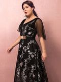 A-Line Plus Size Prom Formal Evening Dress V Neck Half Sleeve Floor Length Lace with Sash / Ribbon Pleats Sequin