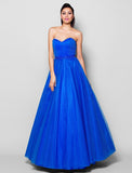 Ball Gown Lace Up Dress Formal Evening Floor Length Sleeveless Sweetheart Tulle with Beading Draping