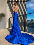 Mermaid Applique Jersey Scoop Sleeveless Prom Dresses