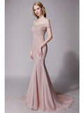 Bridesmaid Dress Sweetheart Neckline Short Sleeve Elegant Court Train Chiffon  Lace with Lace  Sash  Ribbon