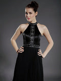 Ball Gown Little Black Dress Dress Holiday Knee Length Sleeveless High Neck Chiffon with Pleats Beading