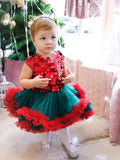 Princess Knee Length Flower Girl Dresses Christmas Tulle Sleeveless Jewel Neck with Bow(s)