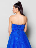 Ball Gown Lace Up Dress Formal Evening Floor Length Sleeveless Sweetheart Tulle with Beading Draping