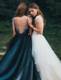 Ball Gown Evening Gown Color Block Dress Engagement Sweep / Brush Train Sleeveless V Neck Tulle V Back with Pleats Appliques