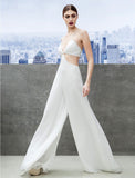 Jumpsuits Sheath / Column Celebrity Style Dress Wedding Guest Floor Length Sleeveless Spaghetti Strap Chiffon with Pleats