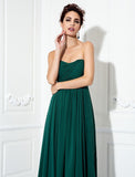 A-Line Minimalist Dress Wedding Guest Sweep / Brush Train Sleeveless Strapless Chiffon with Pleats Ruched